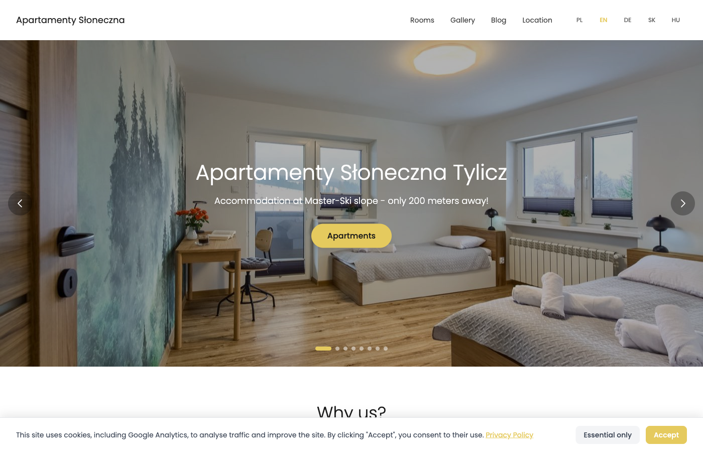 Podgląd strony Apartamenty Słoneczna