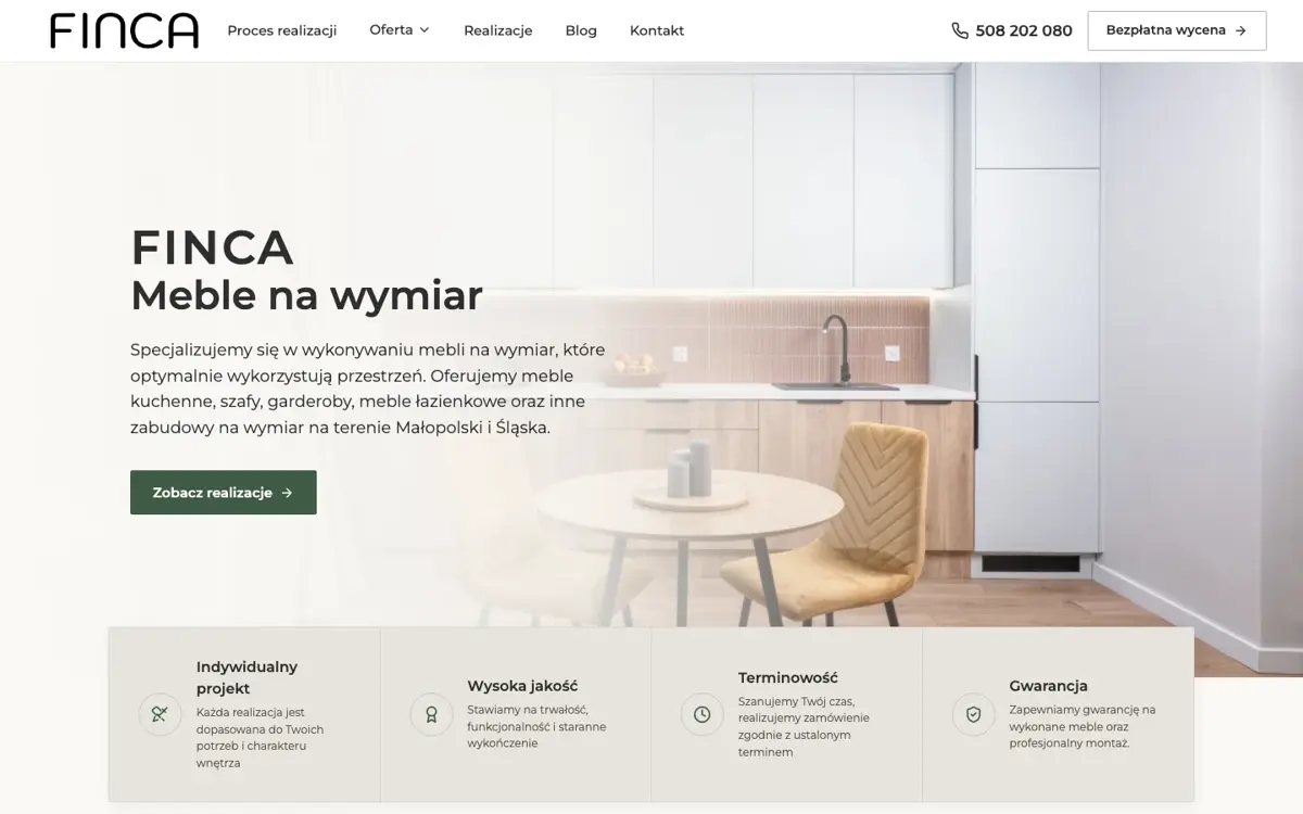 Podgląd strony Finca – meble na wymiar