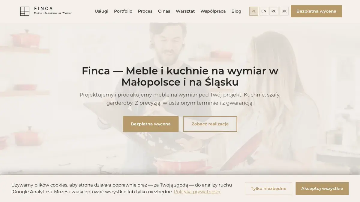 Preview of the Finca custom furniture website